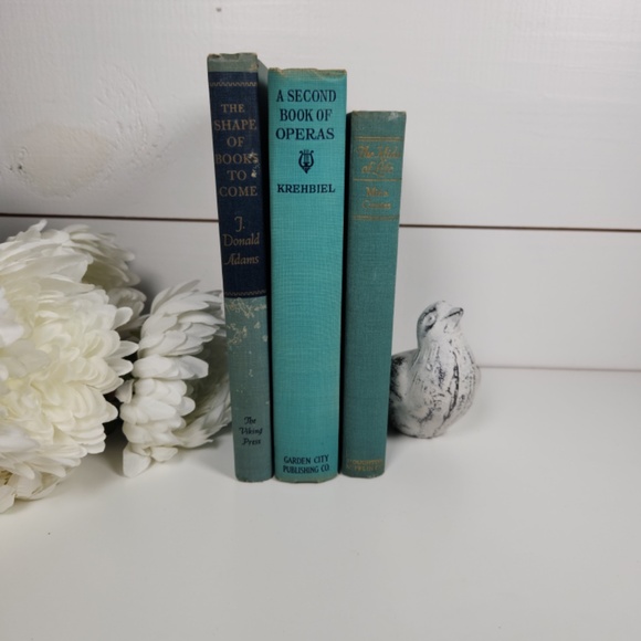 Antique Book Bundle Stack in Turquoise Blue- Distressed, Rustic, Worn, Old - Picture 1 of 9